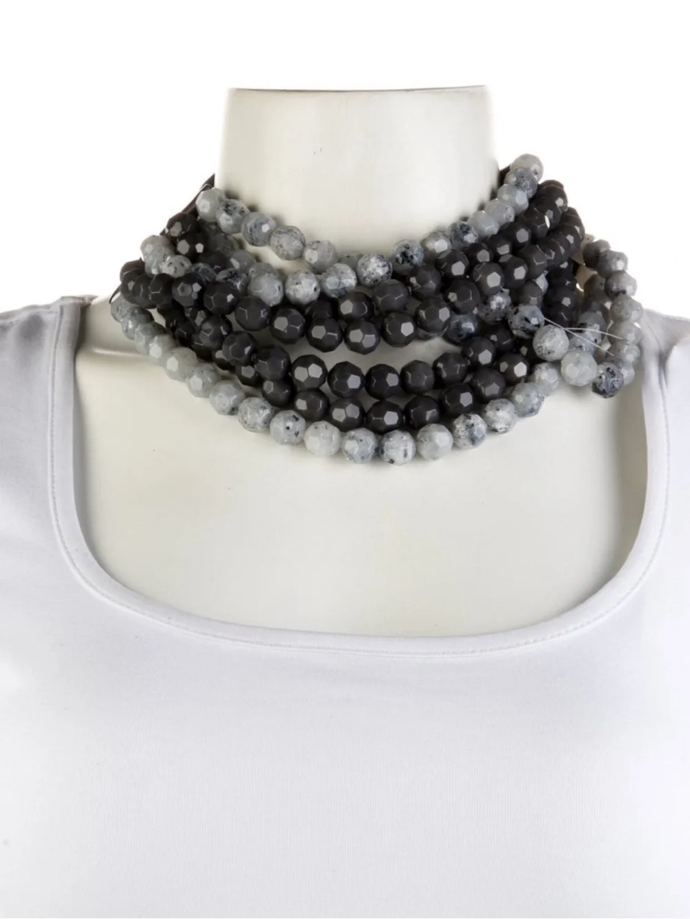 Fairchild Baldwin Gray and Black Beaded Statement Necklace